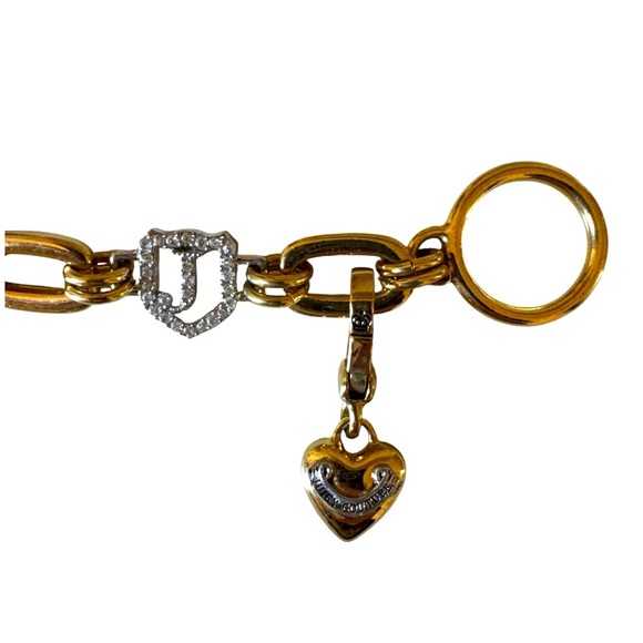 Juicy Couture Pave Cherries, Bow, Crown and J Shield Link Charm Bracelet - Picture 2 of 3